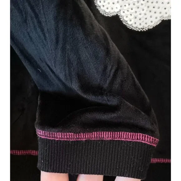 3/10 Betsey Johnson Girl's Velour Sequined Rainbow Top Size 6 Black Embellished - Picture 7 of 10